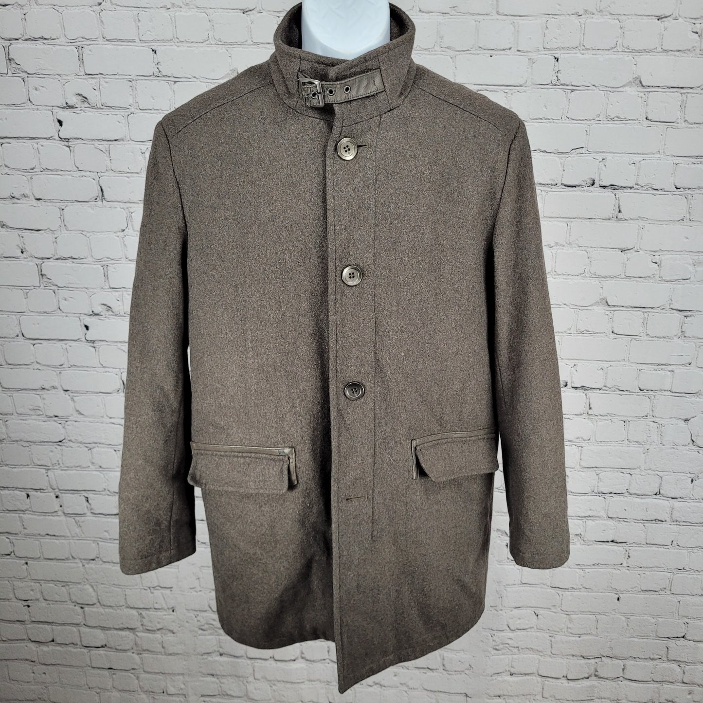 Kenneth Cole Brown Wool Blend Insulated Quilted Lining Coat Size Medium M