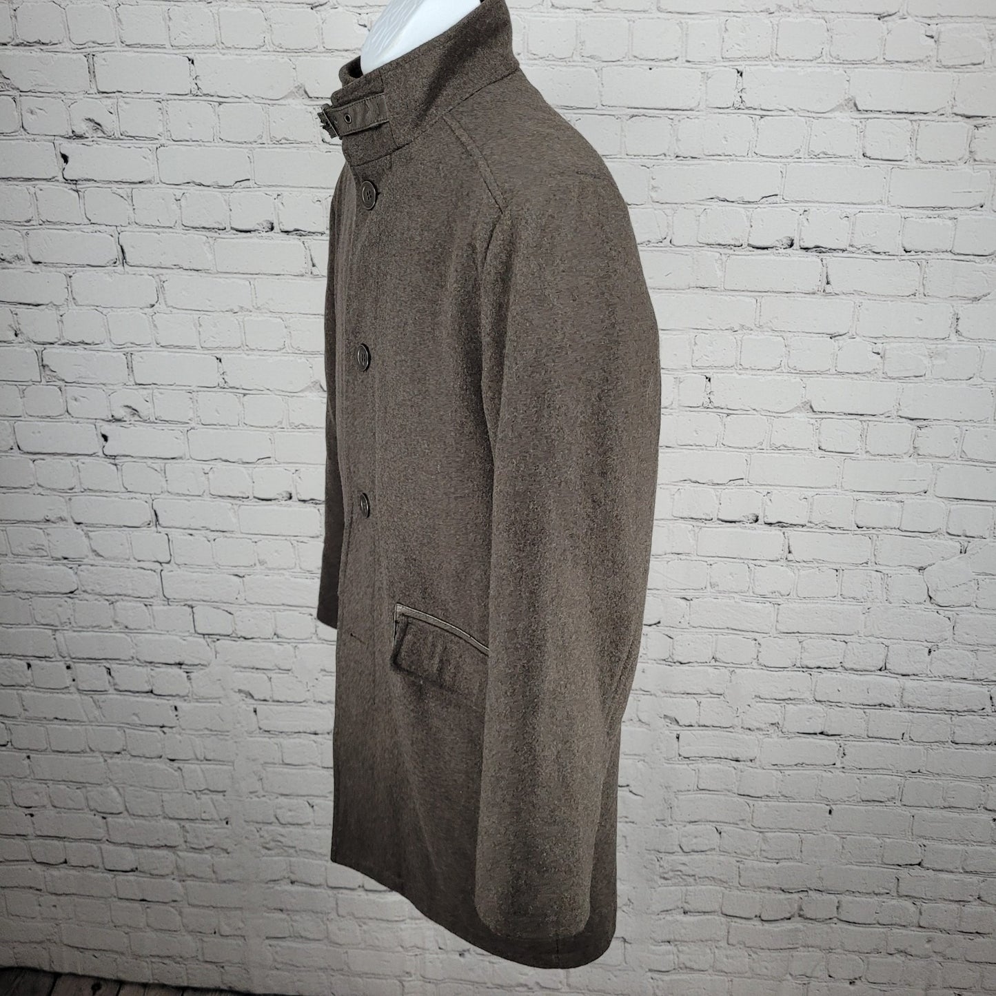 Kenneth Cole Brown Wool Blend Insulated Quilted Lining Coat Size Medium M