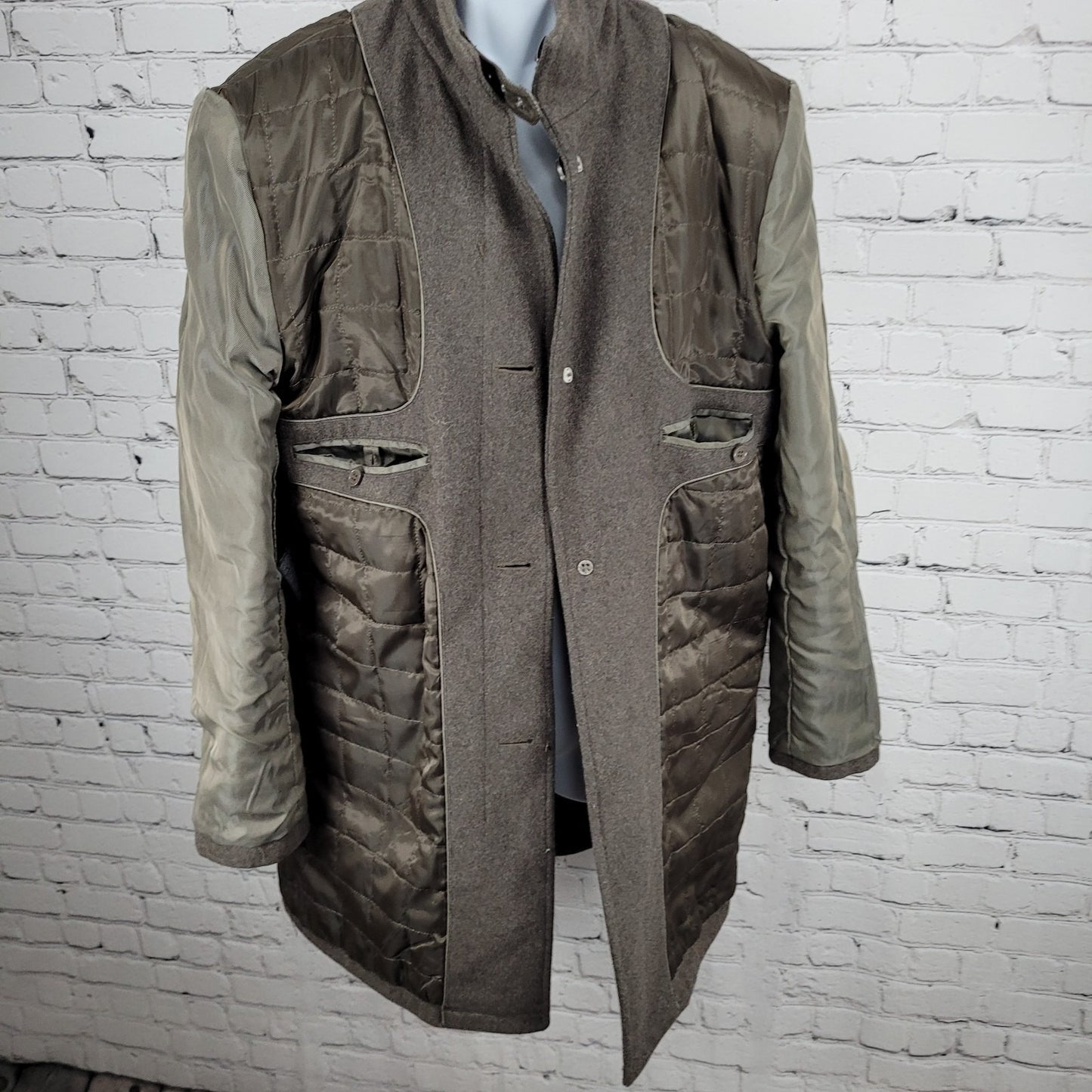 Kenneth Cole Brown Wool Blend Insulated Quilted Lining Coat Size Medium M
