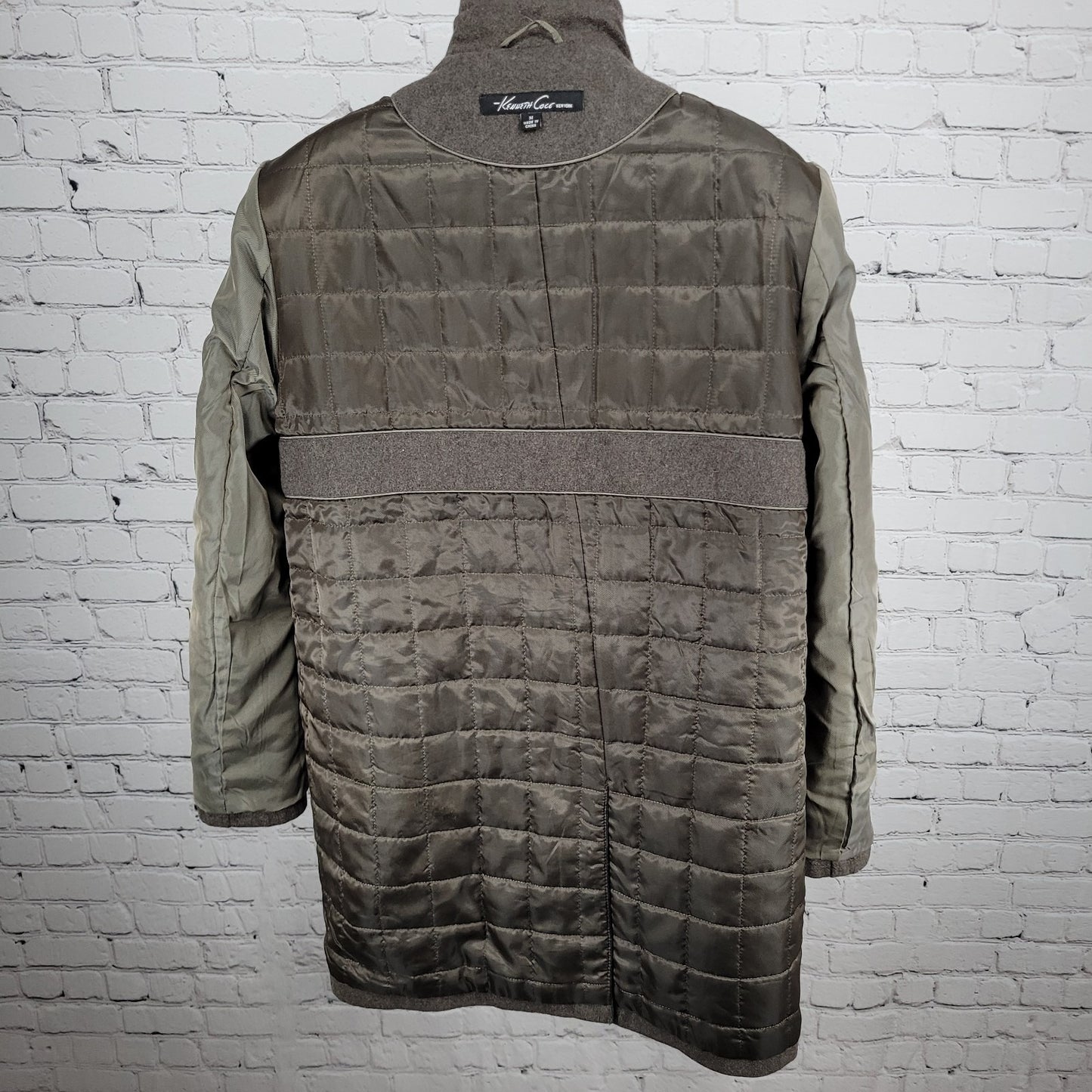 Kenneth Cole Brown Wool Blend Insulated Quilted Lining Coat Size Medium M
