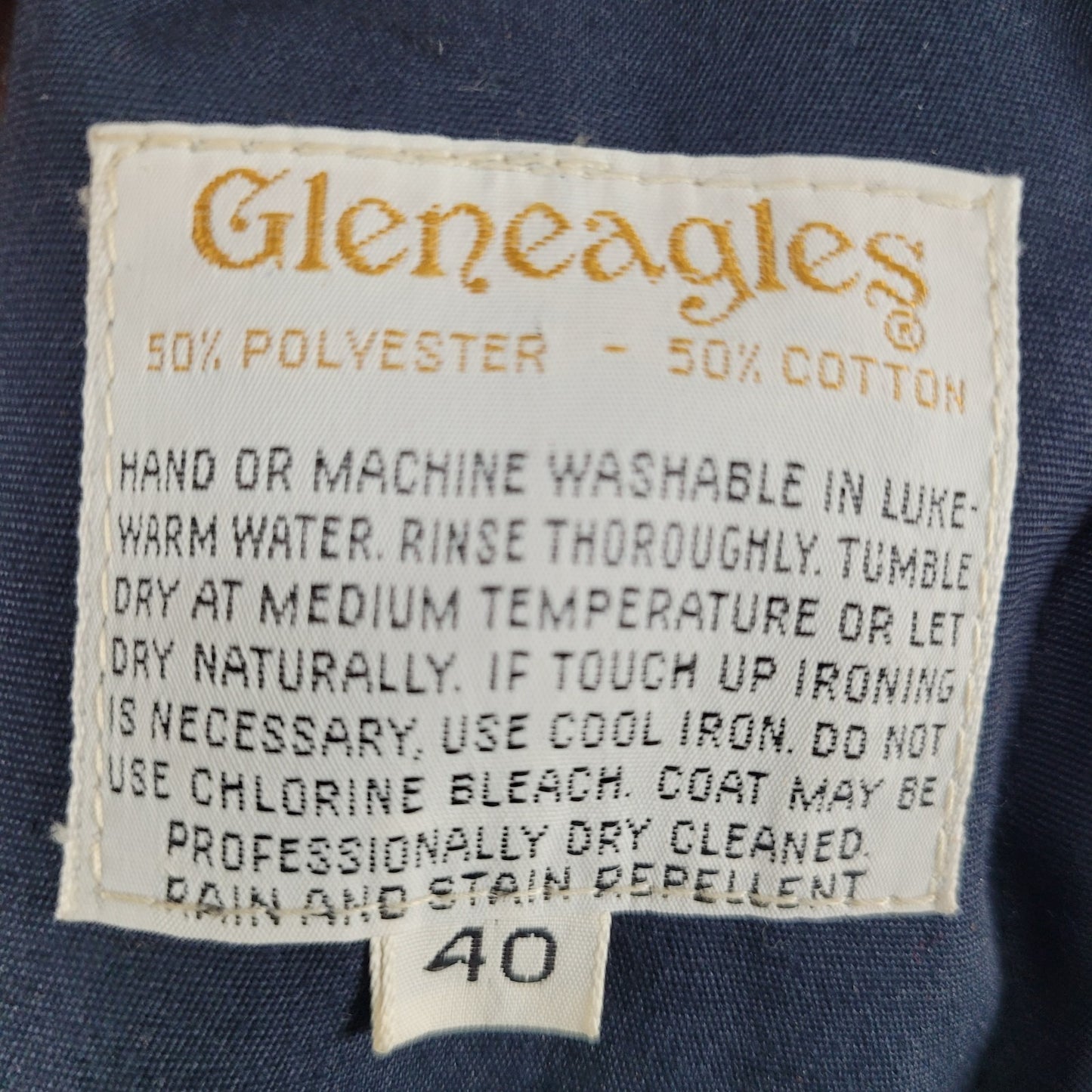 VTG Gleneagles Navy Button Removable Faux Fur Water Repellent Trench Coat 40