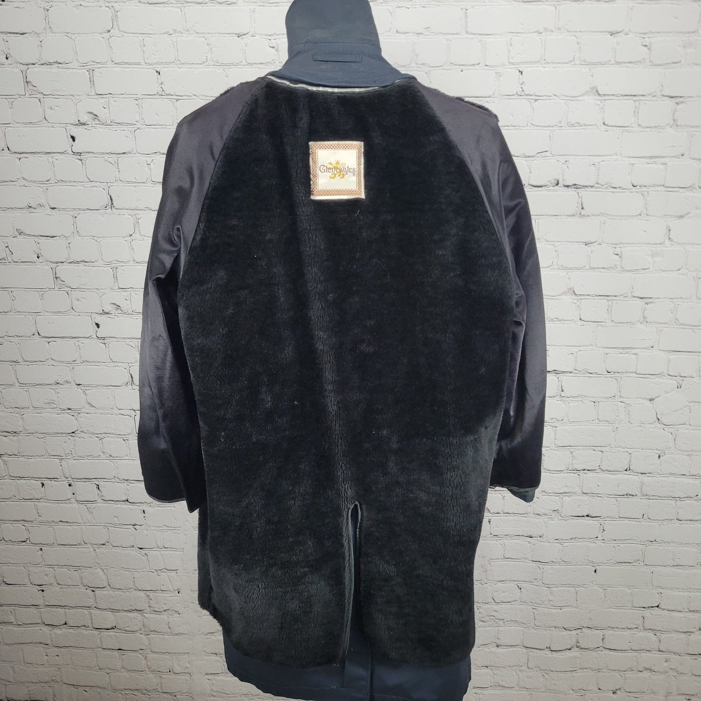 VTG Gleneagles Navy Button Removable Faux Fur Water Repellent Trench Coat 40