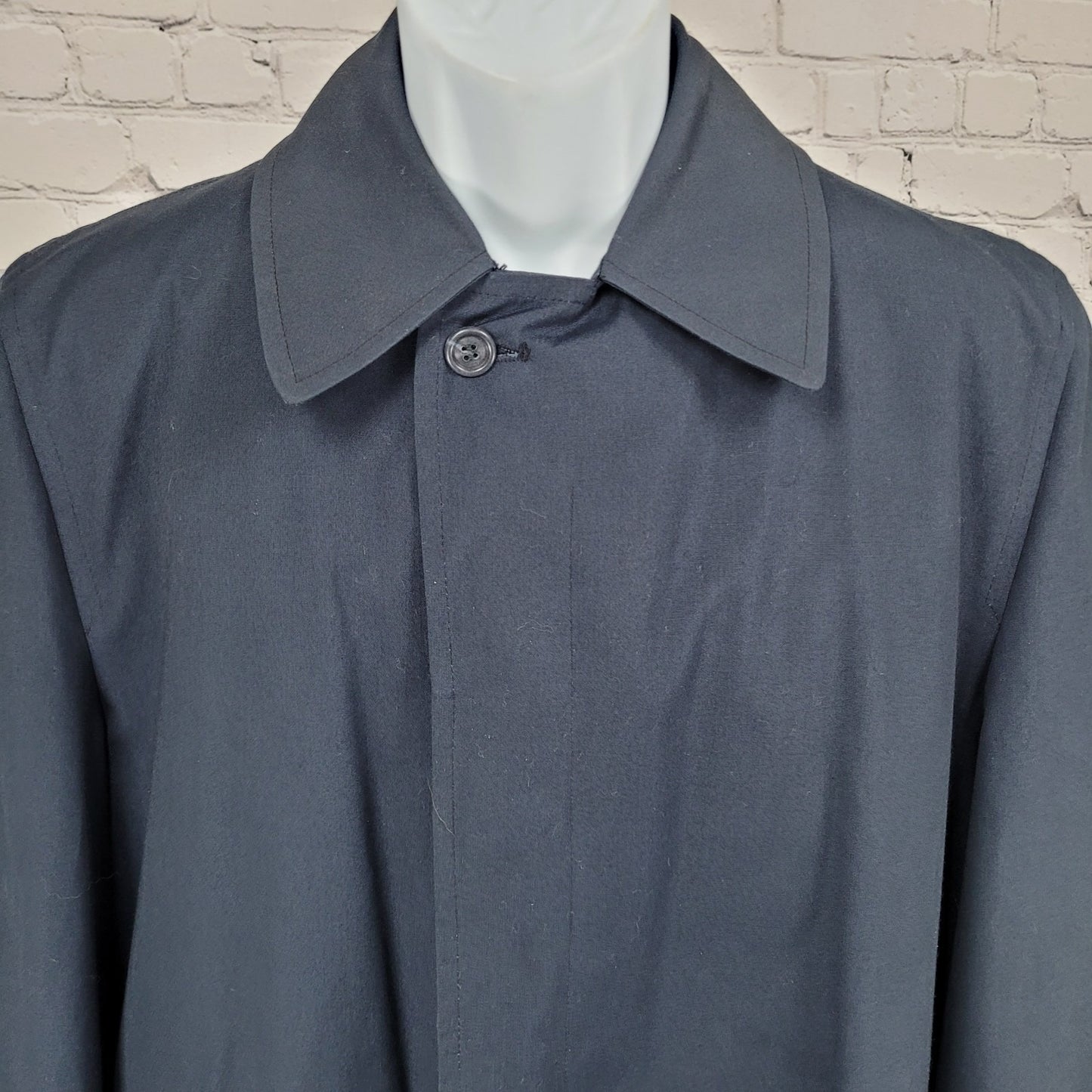 VTG Gleneagles Navy Button Removable Faux Fur Water Repellent Trench Coat 40