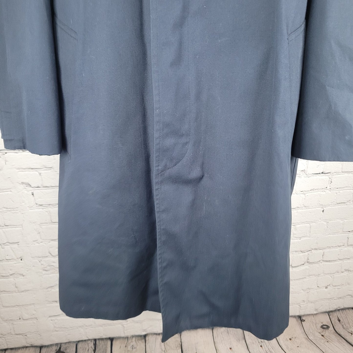 VTG Gleneagles Navy Button Removable Faux Fur Water Repellent Trench Coat 40