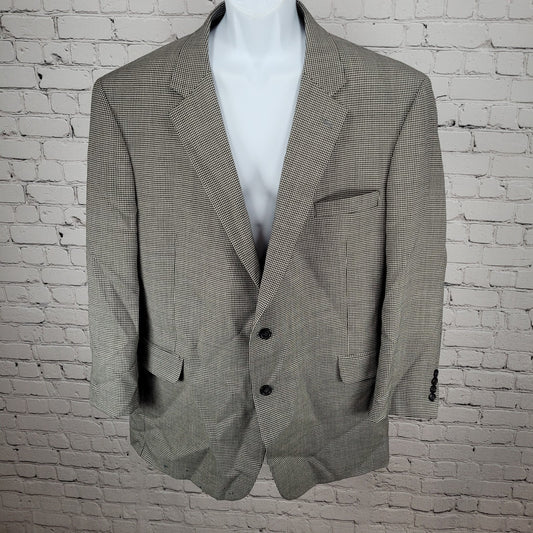Jos A Bank Black & White Houndstooth Wool Classic Collection Blazer Size 50R