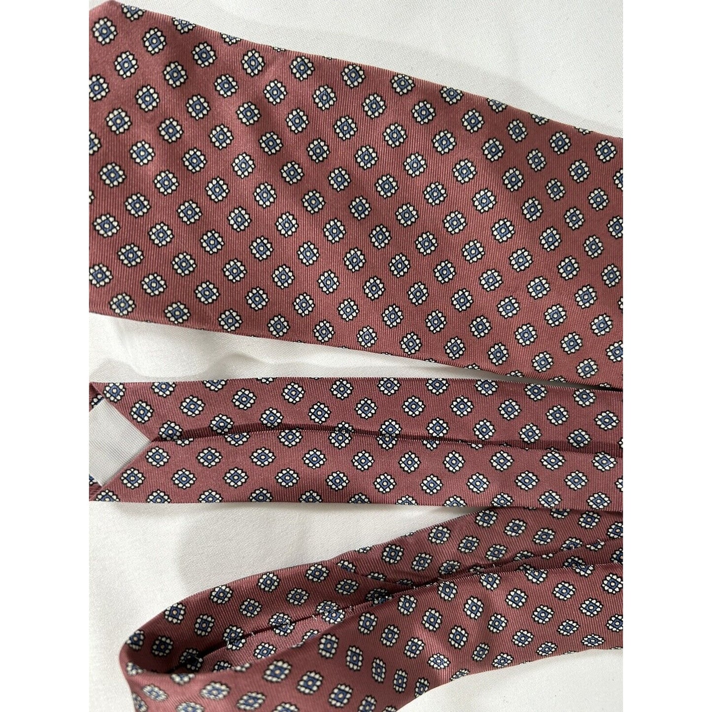 Stafford Pink Blue Geometric Floral Print Men’s Necktie 58X3