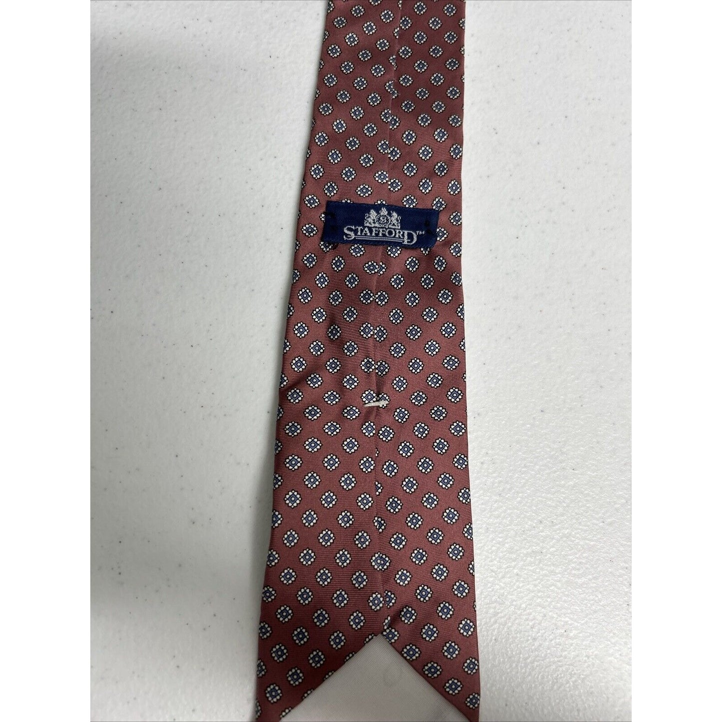 Stafford Pink Blue Geometric Floral Print Men’s Necktie 58X3