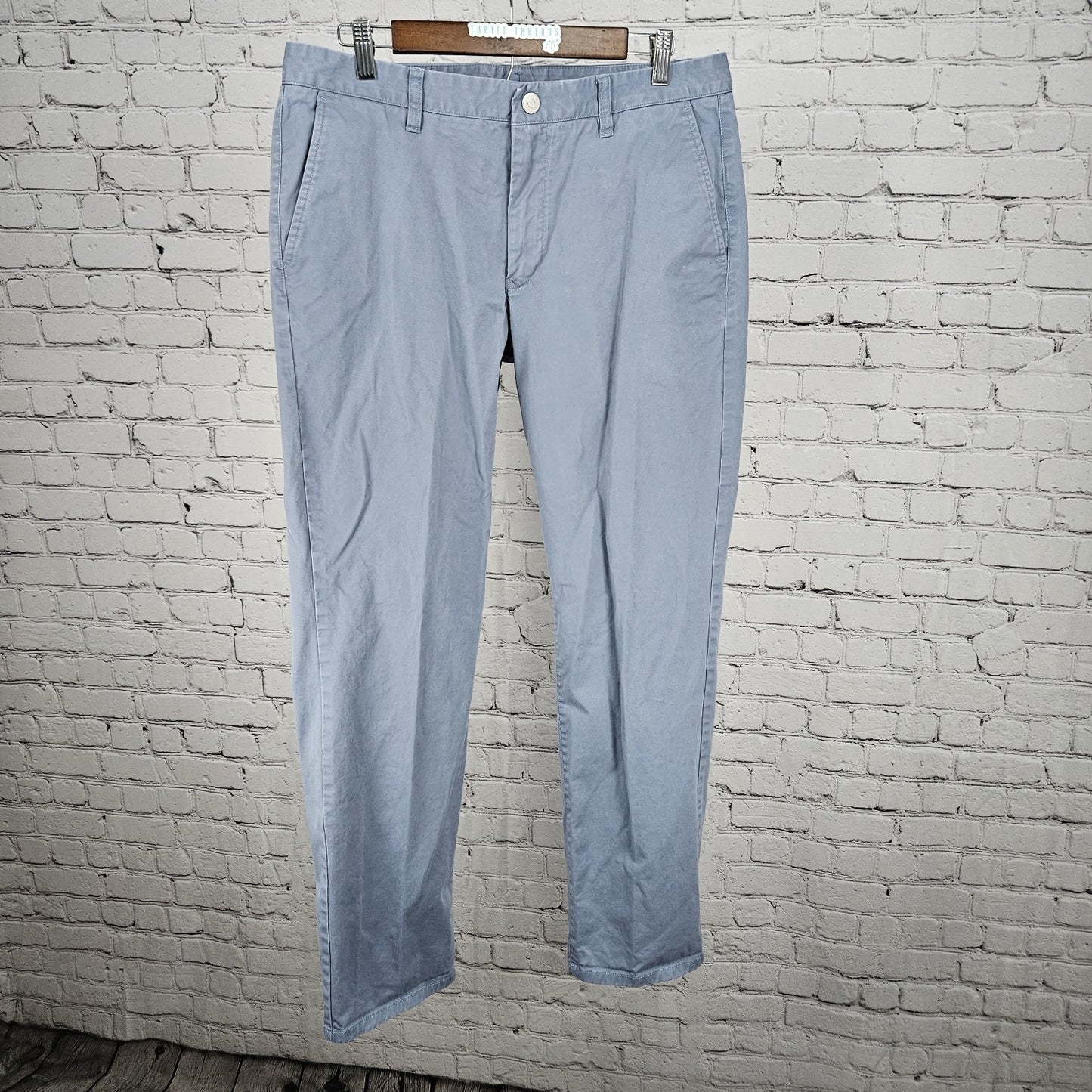 Bonobos Blue Straight Leg Cotton Stretch Flat Front Mid Rise Chino Pants 35x32