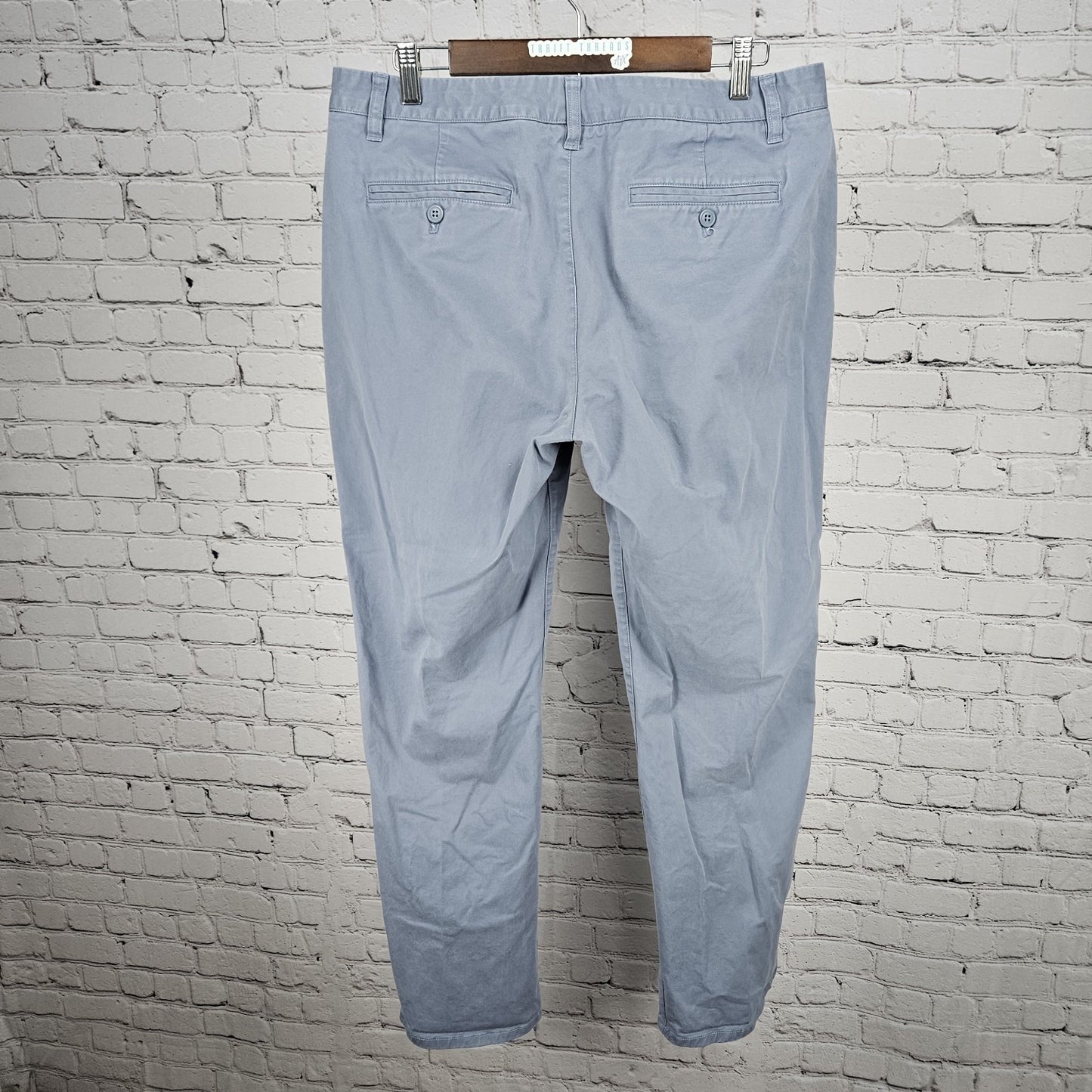 Bonobos Blue Straight Leg Cotton Stretch Flat Front Mid Rise Chino Pants 35x32