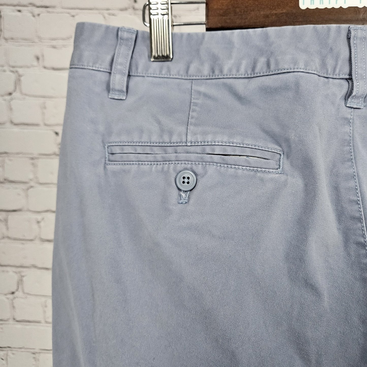 Bonobos Blue Straight Leg Cotton Stretch Flat Front Mid Rise Chino Pants 35x32