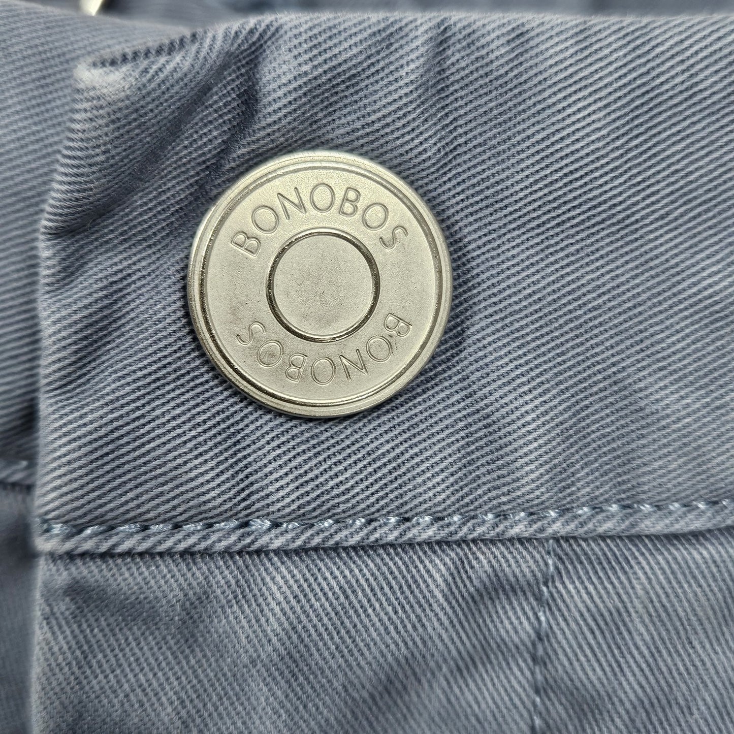 Bonobos Blue Straight Leg Cotton Stretch Flat Front Mid Rise Chino Pants 35x32