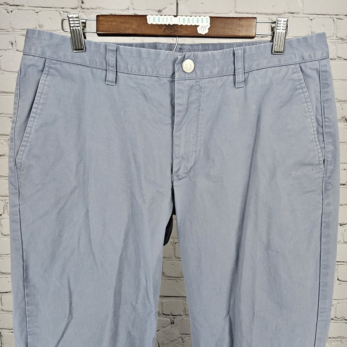 Bonobos Blue Straight Leg Cotton Stretch Flat Front Mid Rise Chino Pants 35x32