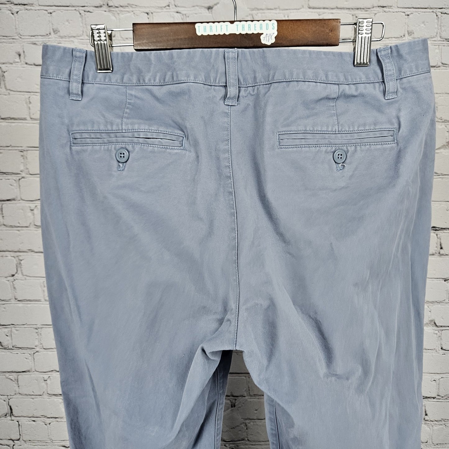 Bonobos Blue Straight Leg Cotton Stretch Flat Front Mid Rise Chino Pants 35x32