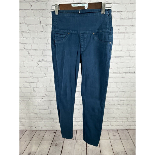 Spanx Blue Mid Rise Side Zip Slim Fit Jeans Jeggings by Sara Blakely S (24x26)