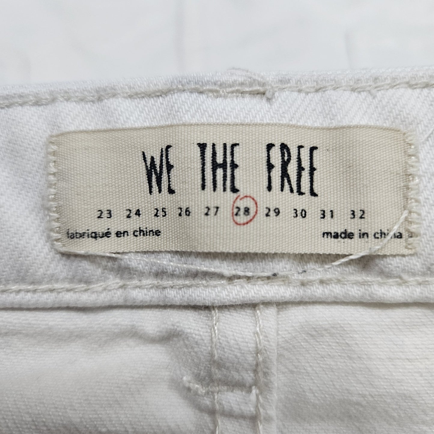 Free People We The Free White 100% Cotton Denim Distressed Zipper Mini Skirt 28