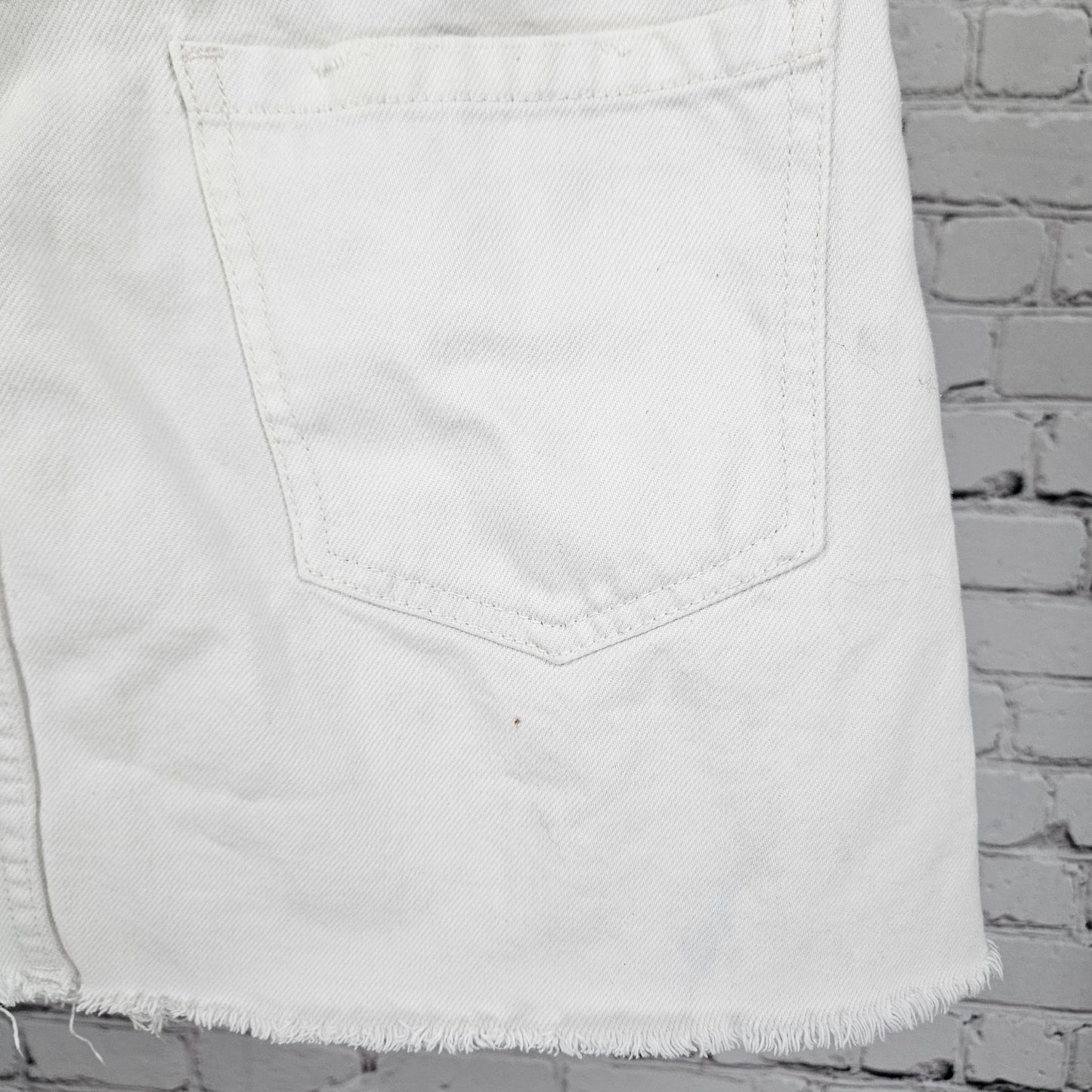 Free People We The Free White 100% Cotton Denim Distressed Zipper Mini Skirt 28