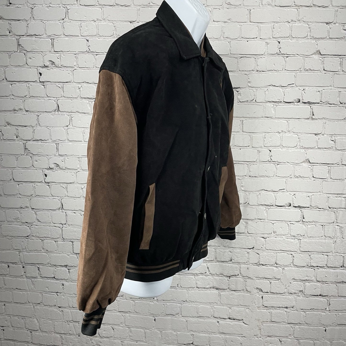 Jon Lauren Apparel Black Las Vegas Varsity Zipped Snap Pockets Jacket Size L