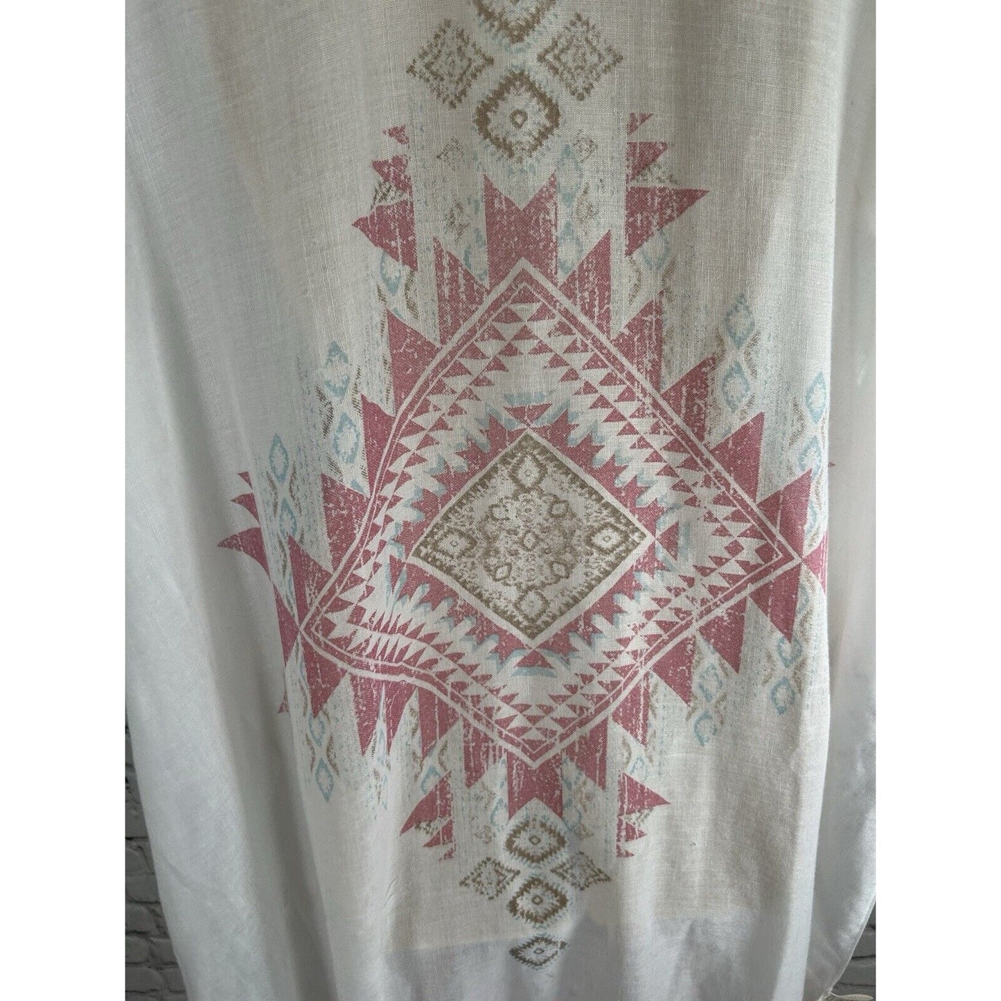 Do Everything In Love White Short Sleeve Aztec Boho Fringe Beach Cover Up O/S