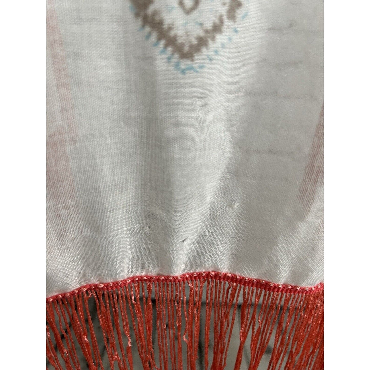 Do Everything In Love White Short Sleeve Aztec Boho Fringe Beach Cover Up O/S