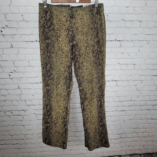 VTG Cache Brown Snakeskin Stretch High Rise Pants USA Made Size 12 (28x31)