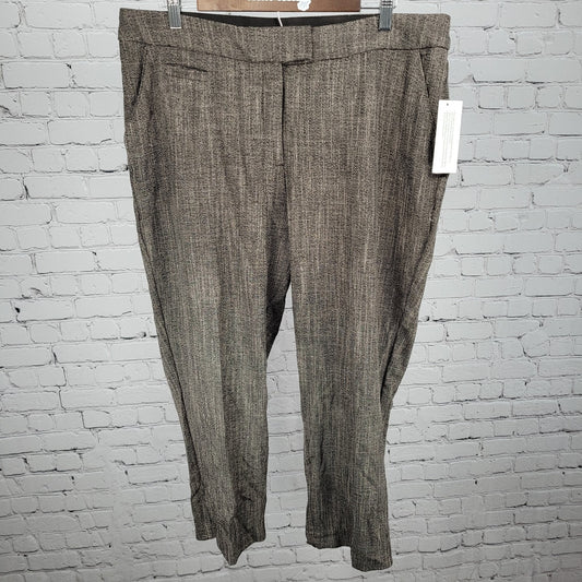 NWT Investments Brown Slimming Secret Support Straight Pants Size 14S (36x25.5)