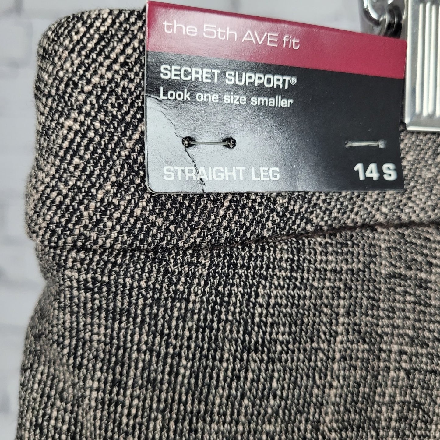 NWT Investments Brown Slimming Secret Support Straight Pants Size 14S (36x25.5)