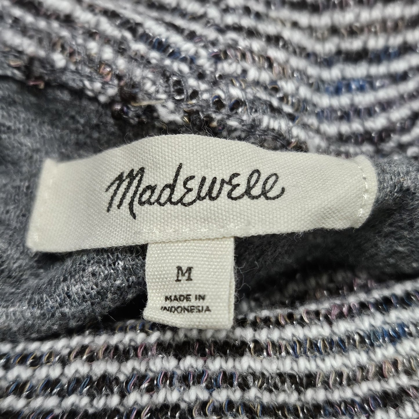 Madewell Multicolor Textured Ribbed Mock Neck Pullover Crop Sweater Top Medium