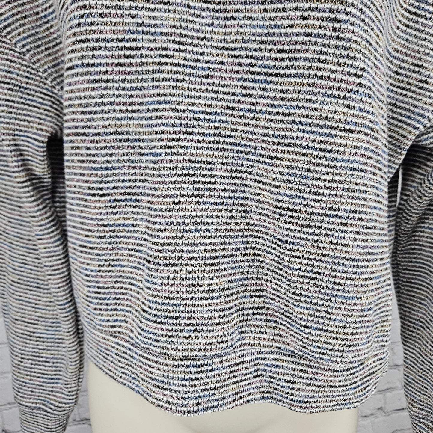 Madewell Multicolor Textured Ribbed Mock Neck Pullover Crop Sweater Top Medium