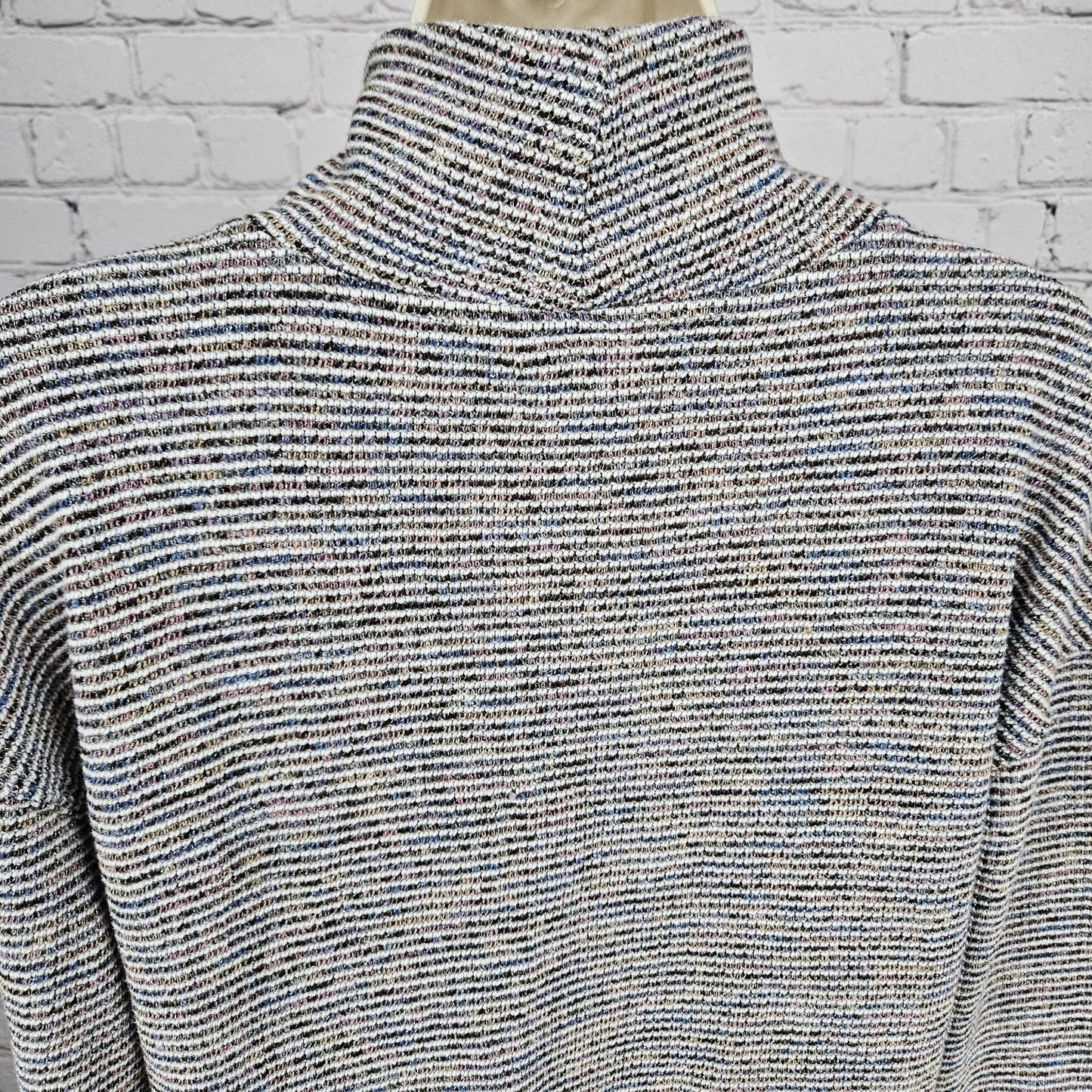 Madewell Multicolor Textured Ribbed Mock Neck Pullover Crop Sweater Top Medium