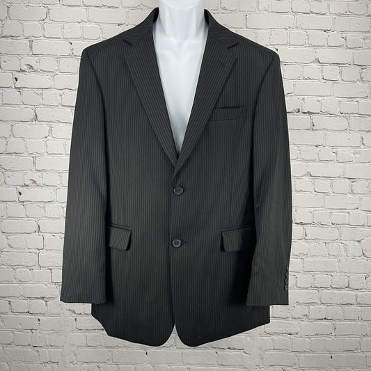 Stafford Black Striped Wool Classic Fit 2 Button Vented Blazer Jacket Size 38R