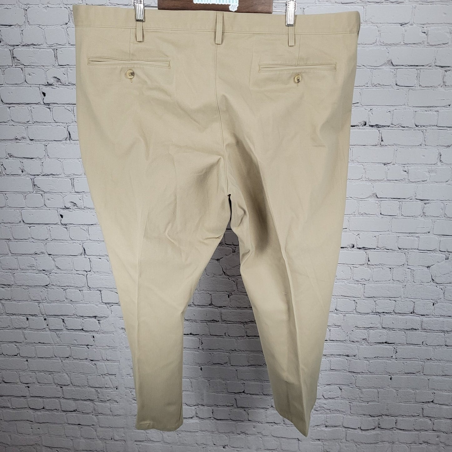 Lands End Tan Traditional Fit 100% Cotton Pleated Pants Size 48T (45x31)