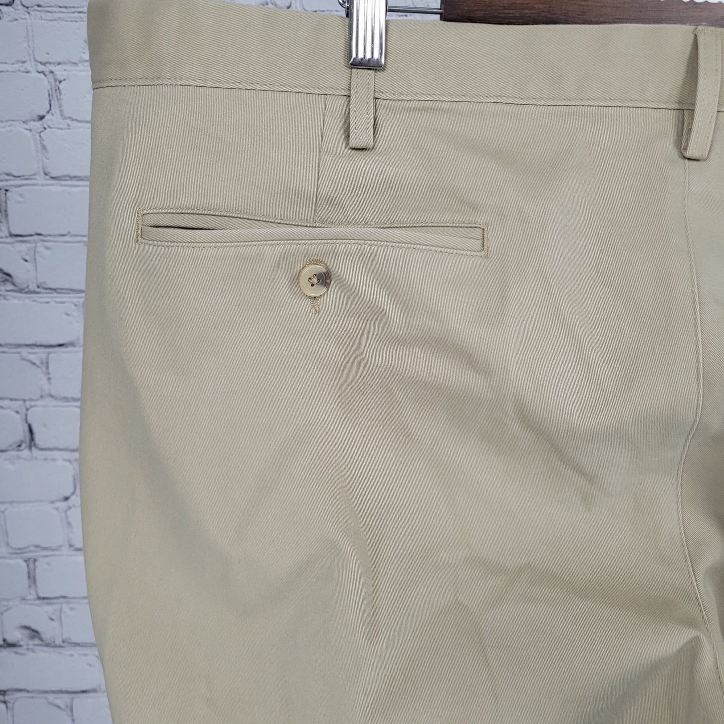Lands End Tan Traditional Fit 100% Cotton Pleated Pants Size 48T (45x31)