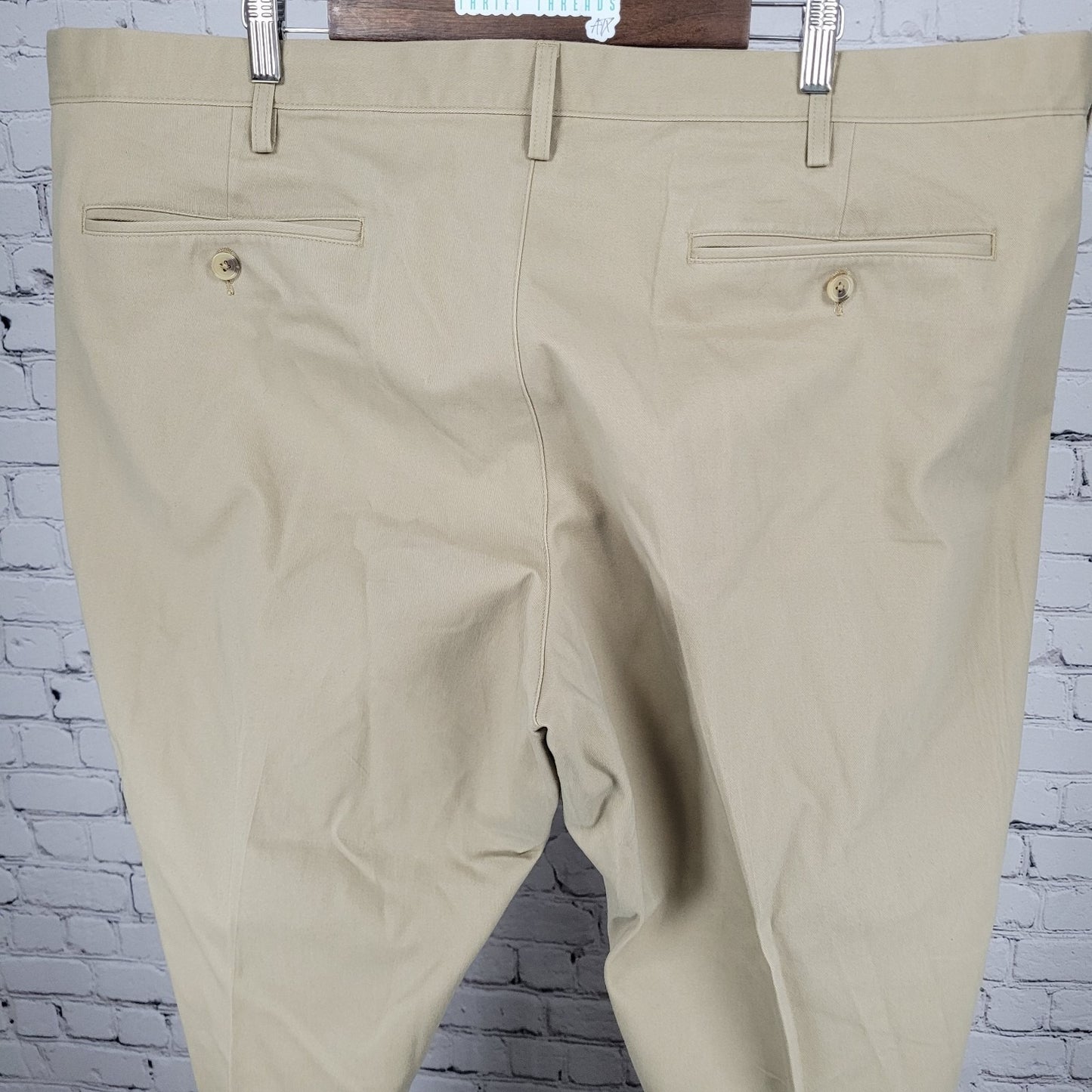 Lands End Tan Traditional Fit 100% Cotton Pleated Pants Size 48T (45x31)