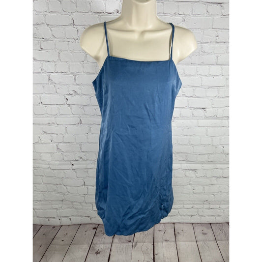 Urban Outfitters Blue Adjustable Strap Pullover Short Mini Satin Slip Dress S