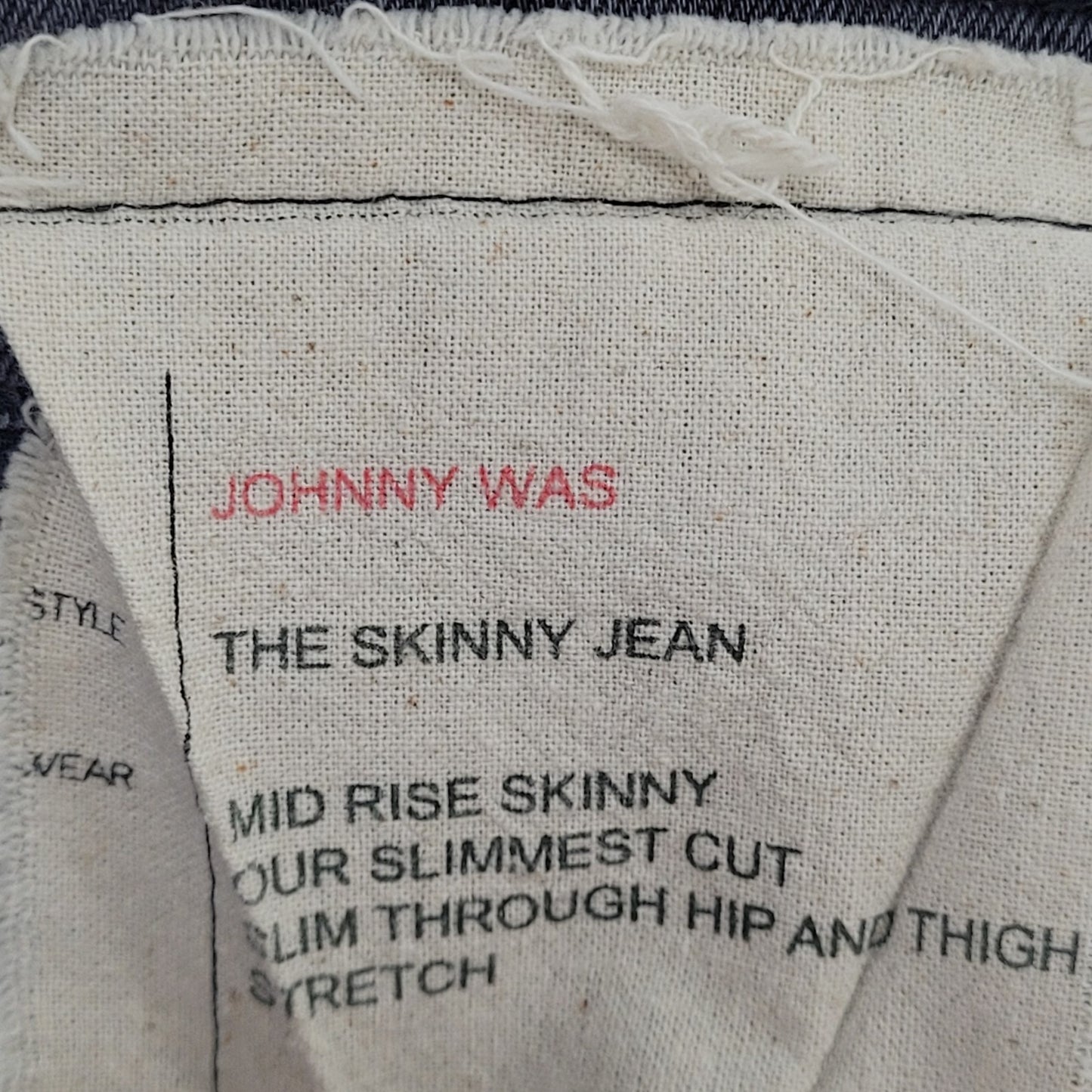 Johnny Was Grey Denim Leopard Mid Rise Skinny Stretch Jeans Size 26 (26x29)