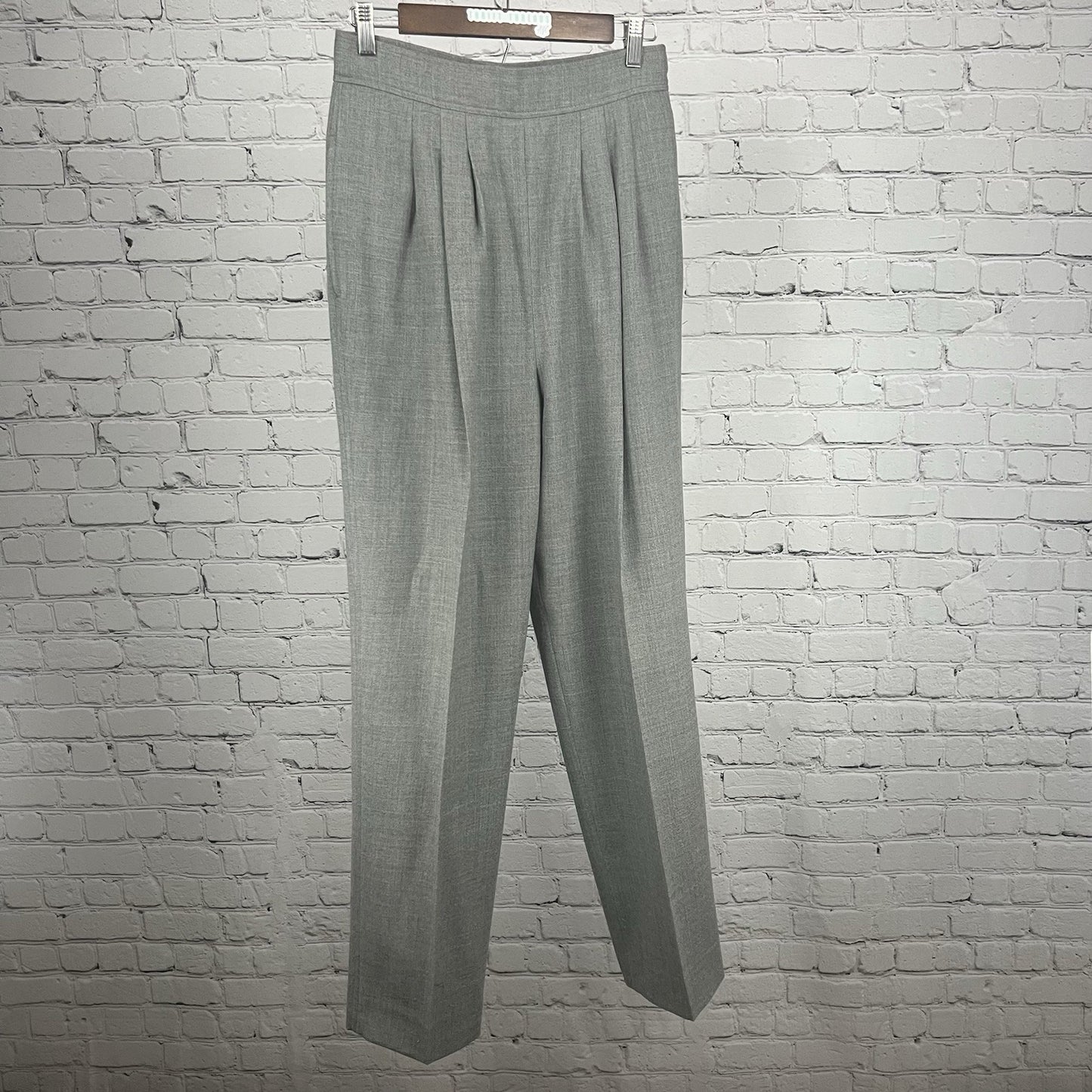 VTG JH Collectibles Gray Wool Pleated Lined High Waisted Dress Pants 12 (28X31)