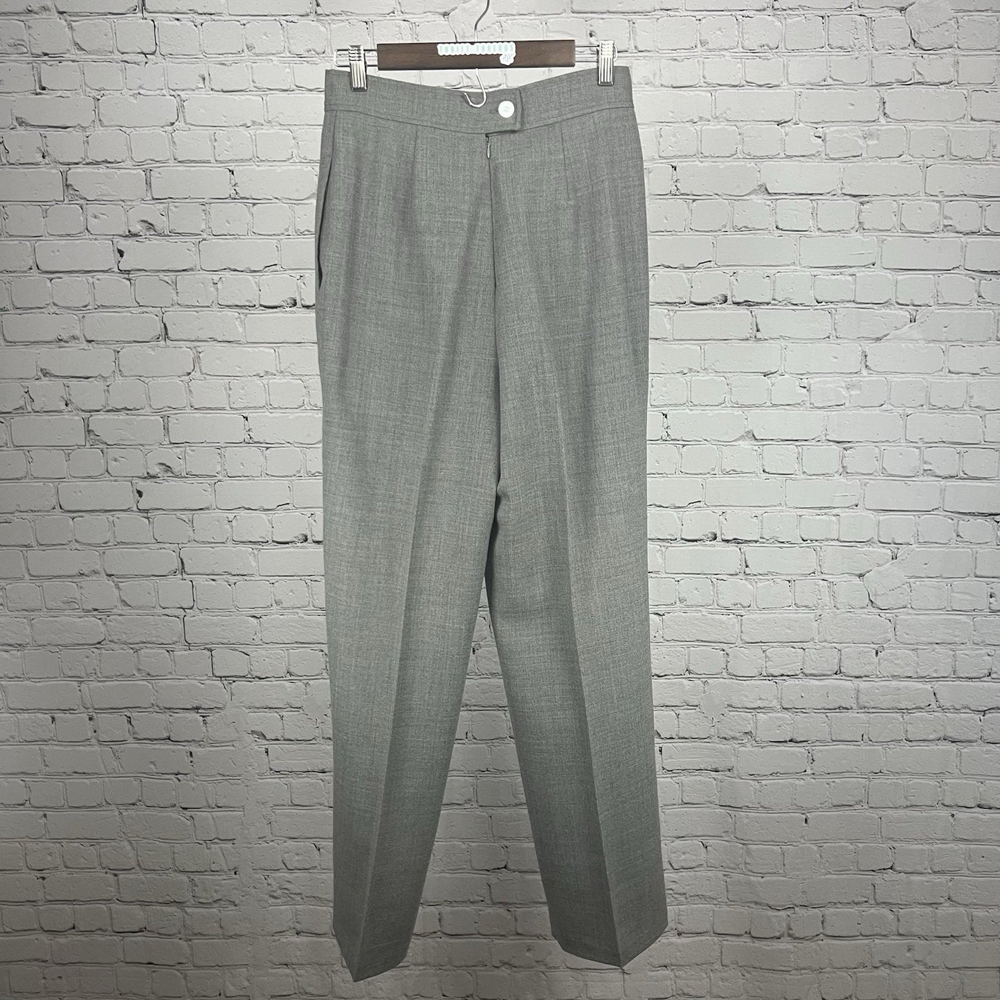 VTG JH Collectibles Gray Wool Pleated Lined High Waisted Dress Pants 12 (28X31)