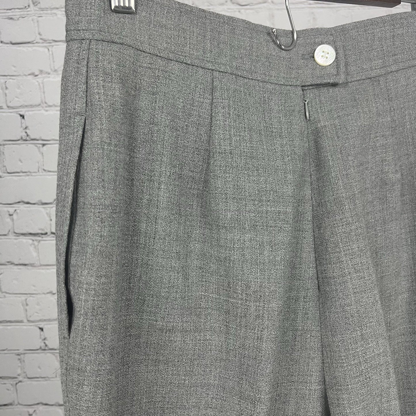 VTG JH Collectibles Gray Wool Pleated Lined High Waisted Dress Pants 12 (28X31)
