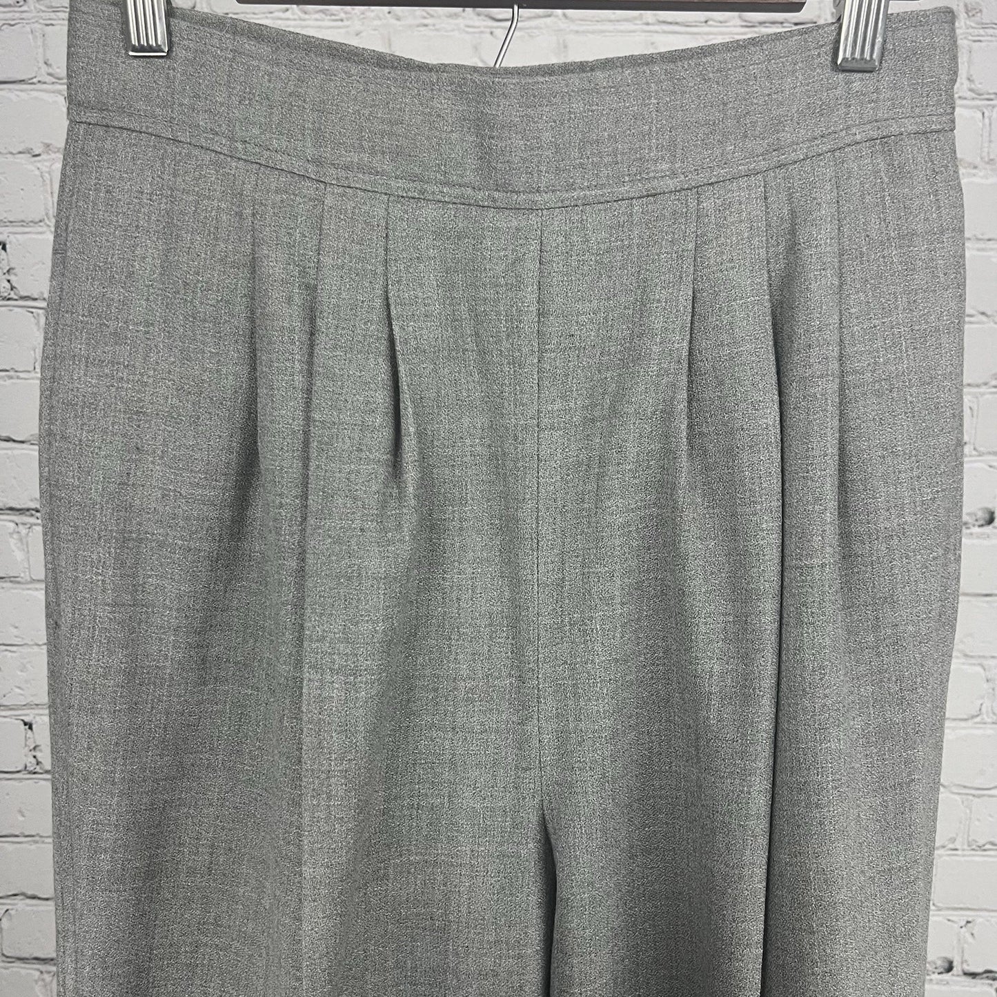 VTG JH Collectibles Gray Wool Pleated Lined High Waisted Dress Pants 12 (28X31)