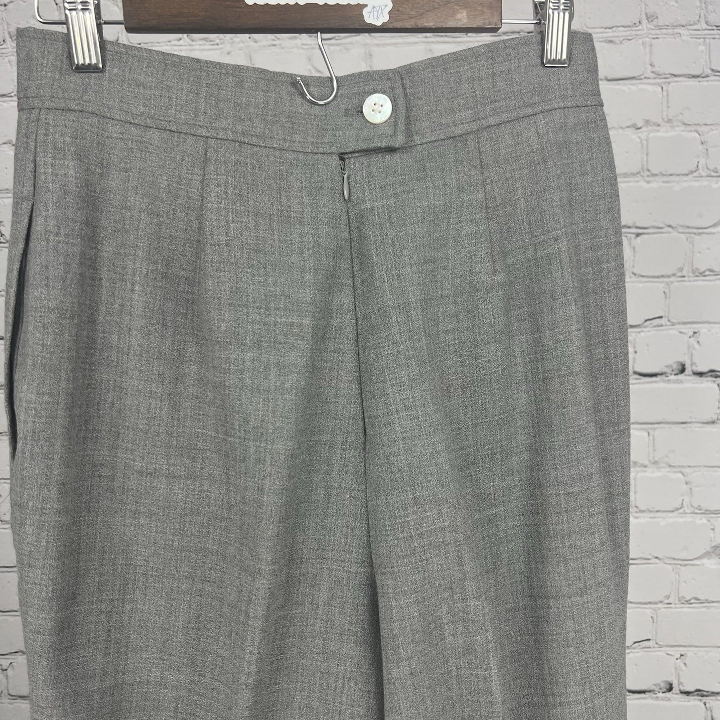 VTG JH Collectibles Gray Wool Pleated Lined High Waisted Dress Pants 12 (28X31)