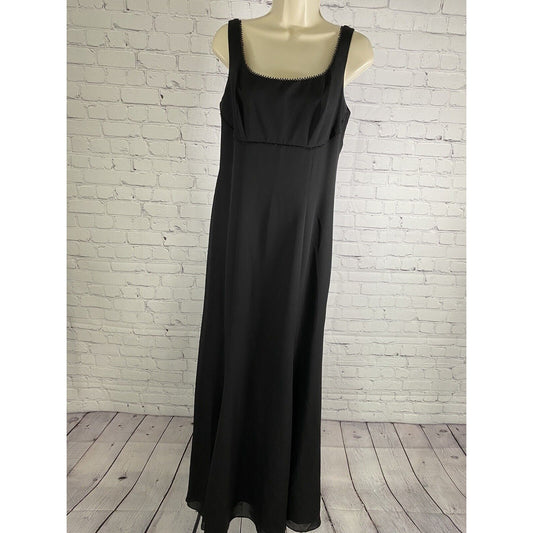 VTG David’s Bridal Black Beaded Lined Back Zip Long Princess Gown Dress XS