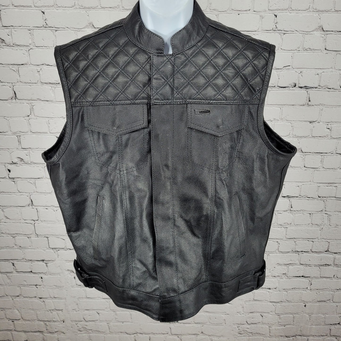 Jackets 4 Bikes Black Full Zip Concealed Carry Pocket Motorcycle Biker Vest XL