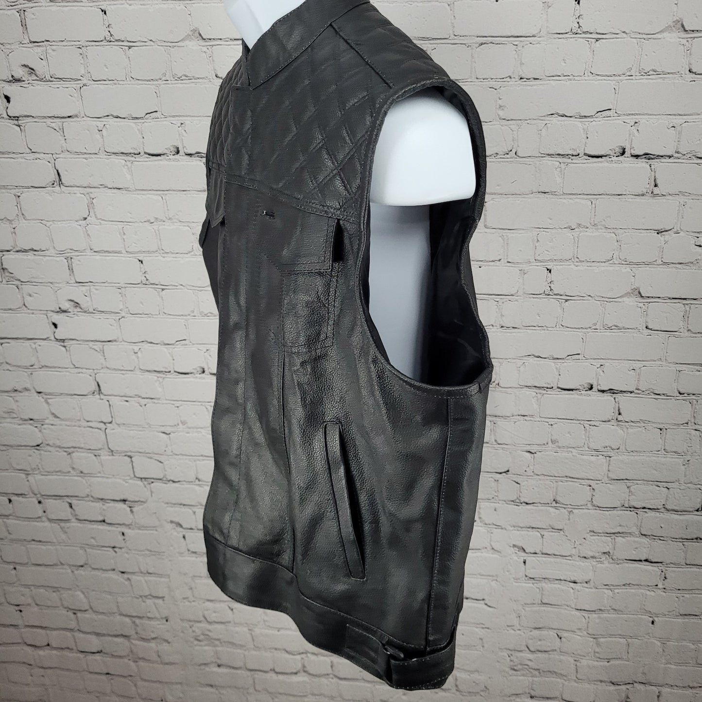 Jackets 4 Bikes Black Full Zip Concealed Carry Pocket Motorcycle Biker Vest XL