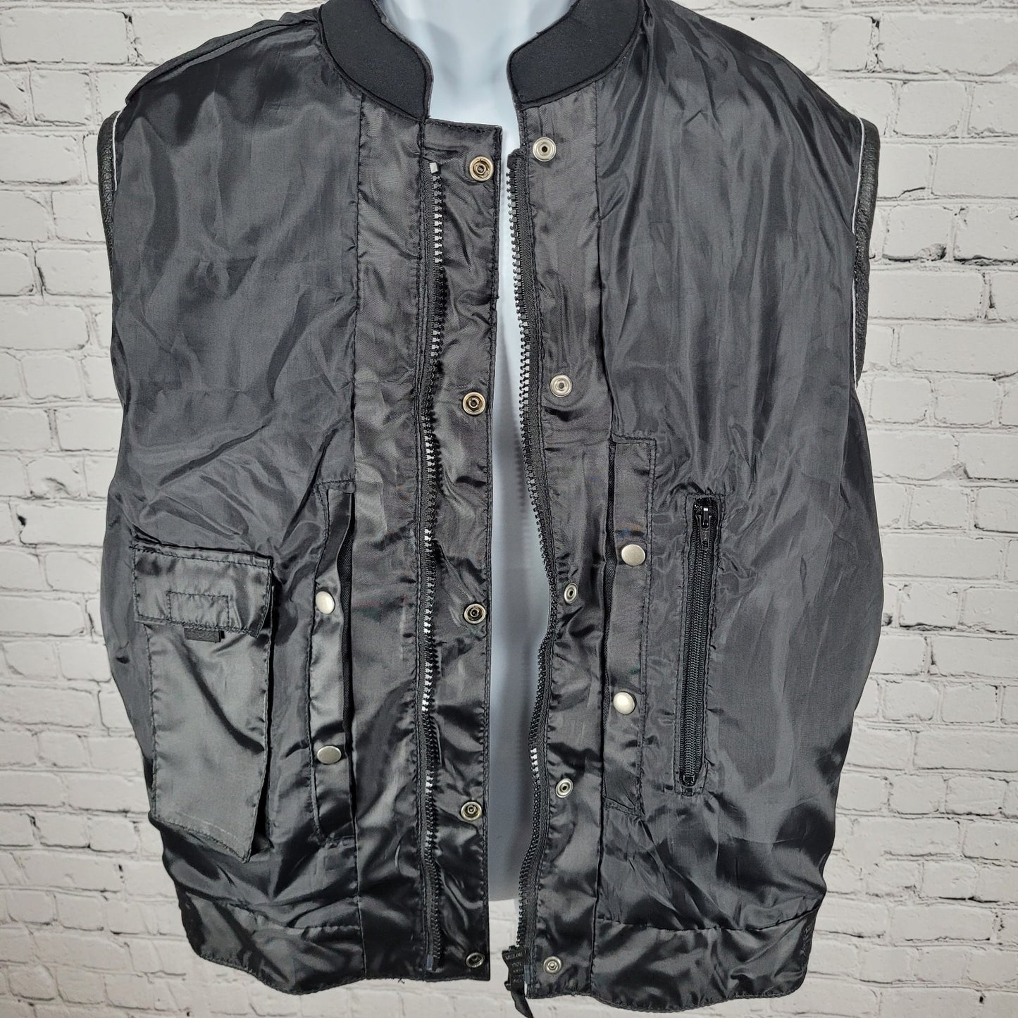 Jackets 4 Bikes Black Full Zip Concealed Carry Pocket Motorcycle Biker Vest XL