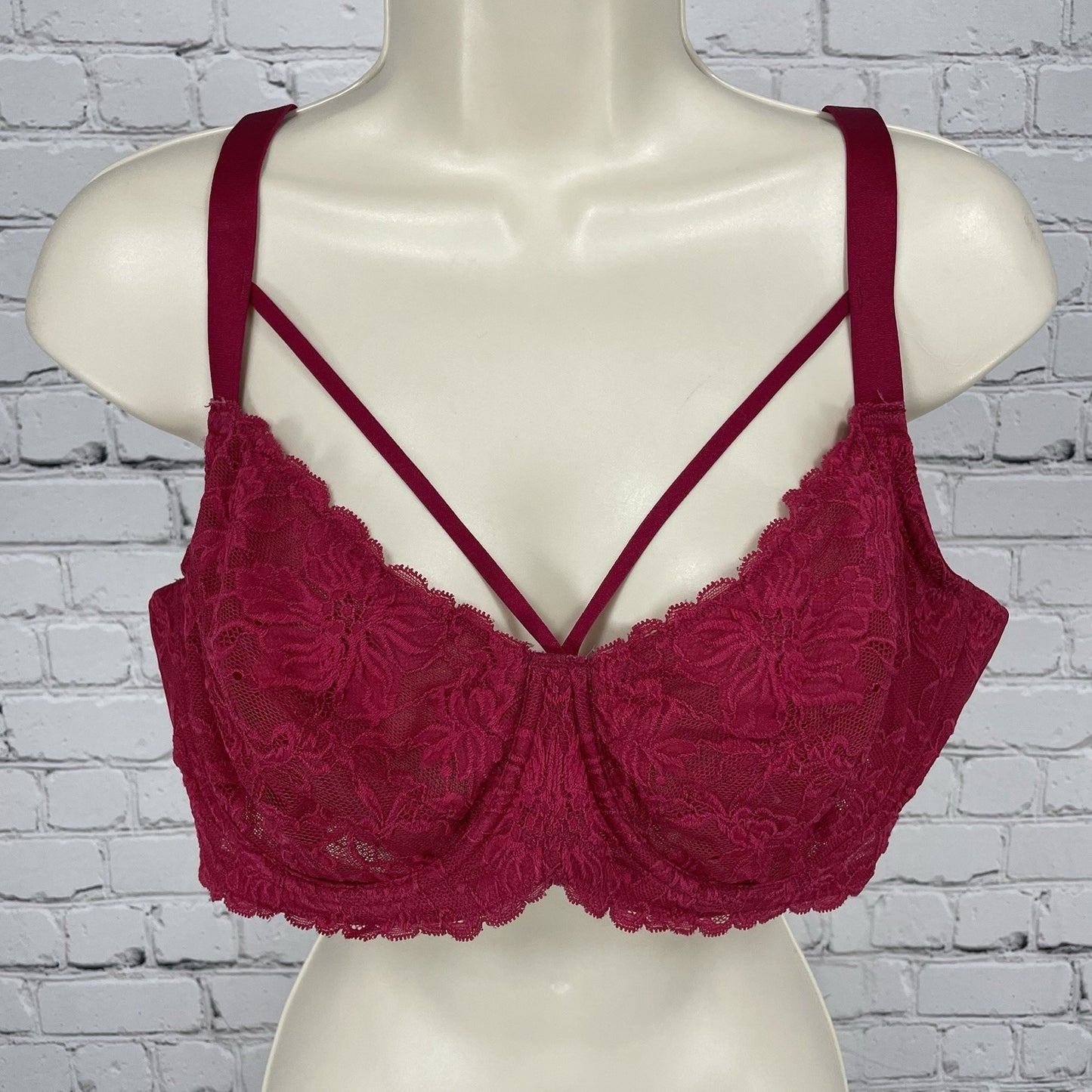 HSIA Pink Lace Mesh Sheer Strappy Balconette Underwire Adjustable Bra Size 38D