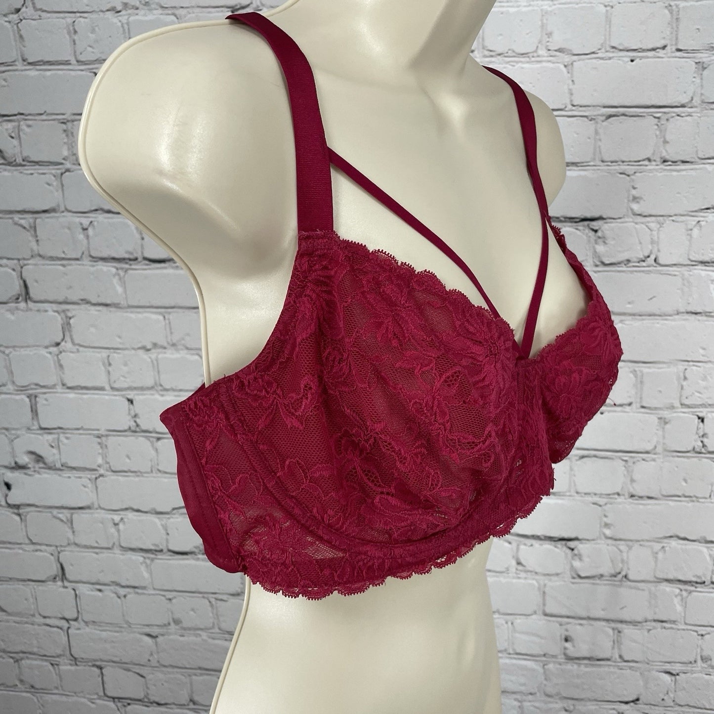 HSIA Pink Lace Mesh Sheer Strappy Balconette Underwire Adjustable Bra Size 38D