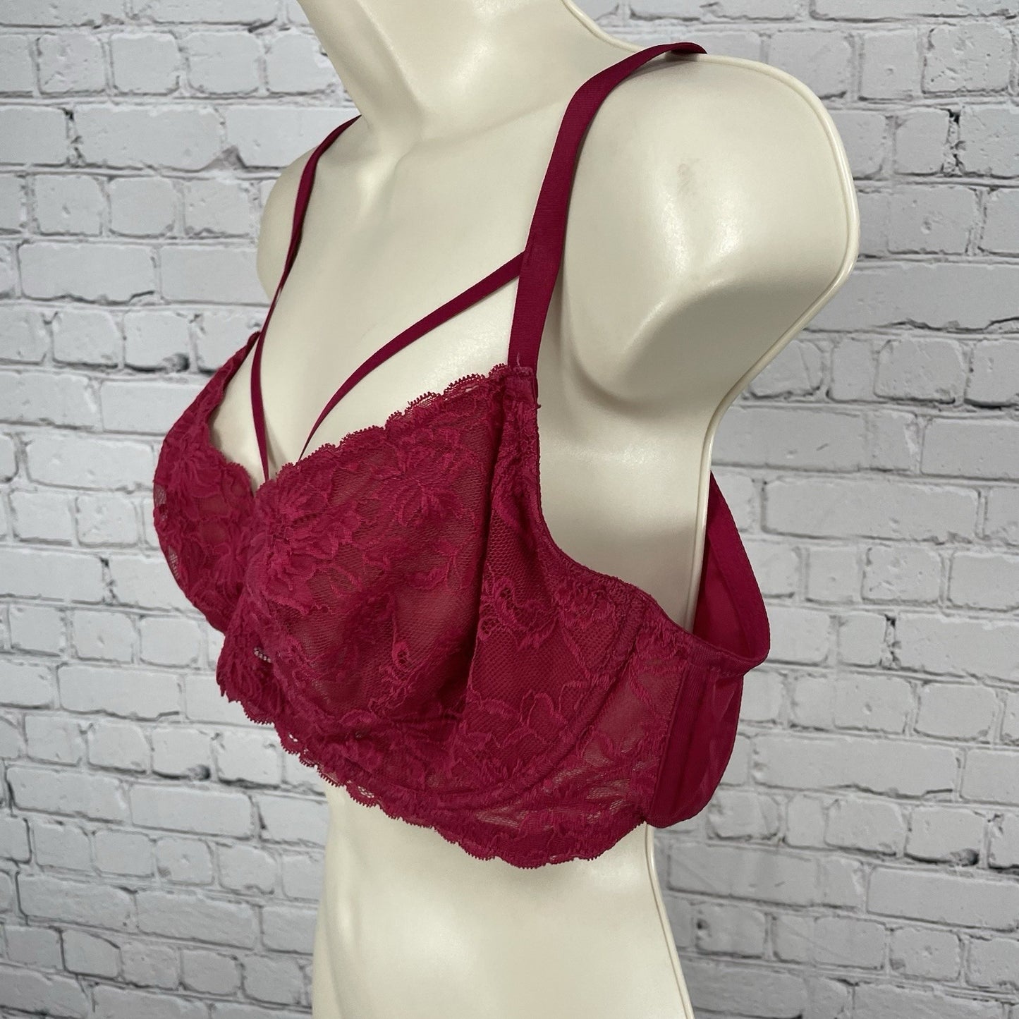 HSIA Pink Lace Mesh Sheer Strappy Balconette Underwire Adjustable Bra Size 38D