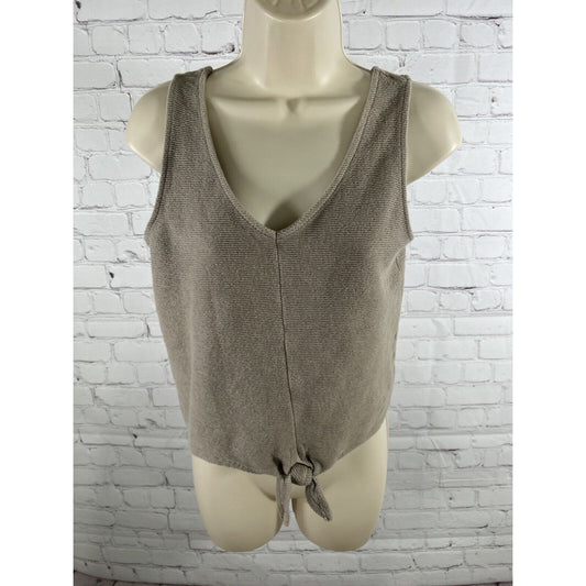 Madewell Brown Ribbed Tie Front V Neck Cropped Tank Top Women’s S