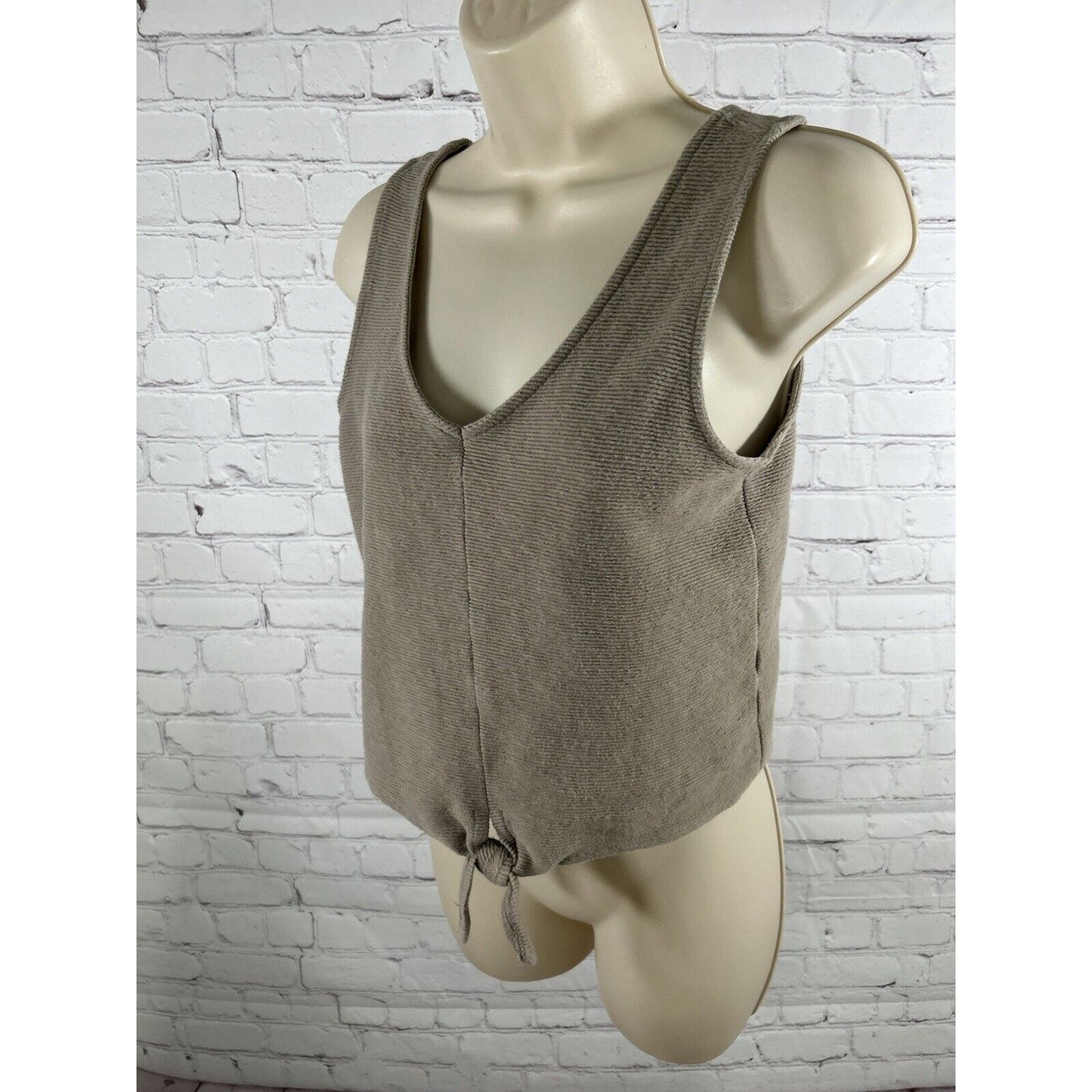 Madewell Brown Ribbed Tie Front V Neck Cropped Tank Top Women’s S