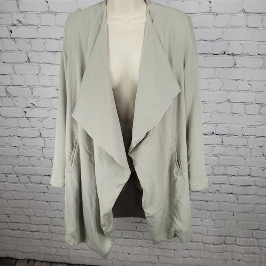 AllSaints Beige Hace Trench Open Draped Pockets Lined Lightweight Jacket Size 6